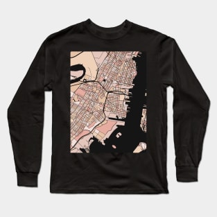 Jersey City Map Pattern in Soft Pink Pastels Long Sleeve T-Shirt